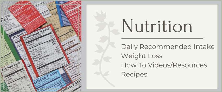 About nutrition, learning the recommended daily intake, weight loss tools, how to videos and other resources, recipes, and more!